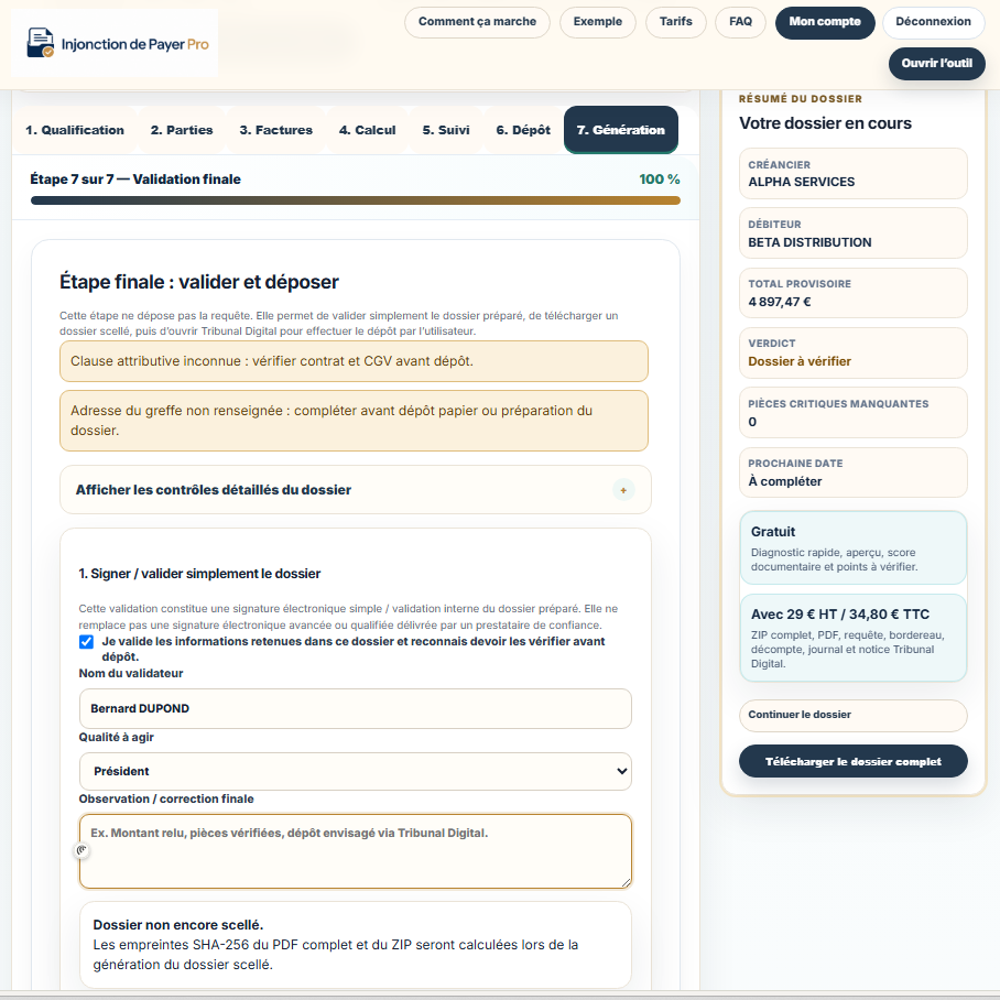 Étape 3 : validation des propositions dans l’outil